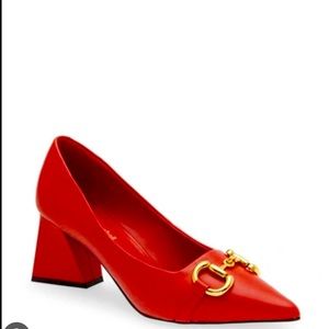 Jeffrey Campbell “Happy Hour” pump in red